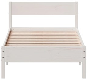 Estrutura de cama com cabeceira 100x200cm pinho maciço branco