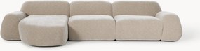 Sofá de canto modular em teddy Wolke (4 lugares)