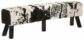 vidaXL Banco 160x28x50 cm couro de cabra genuíno preto e branco