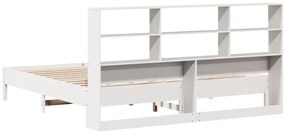 Cama com estante sem colchão 200x200 cm pinho maciço branco