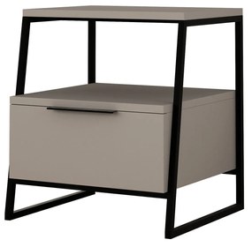 Mesa de Cabeceira "Pal" – 45x50x41 cm – Moka Claro e Preto – Design Mo