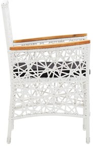 5 pcs conjunto de jantar para exterior vime PE branco