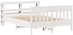 Cama sem colchão 160x200 cm madeira de pinho maciça branco