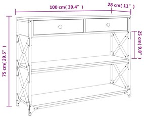 Mesa consola 100x28x75 cm derivados de madeira preto