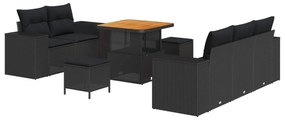 vidaXL Conjunto de Sofá de Jardim 8 pcs Preto vime PE