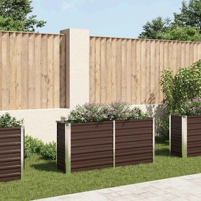 Canteiro elevado de jardim aço galvanizado 160x40x77cm castanho