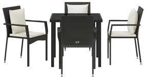 Conjunto de 4 Cadeiras de Jardim 5 pcs Preto 80 x 80 x 73 cm