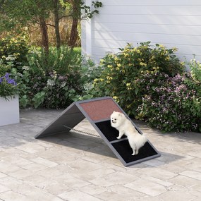 Rampa de agilidade para cães, equipamento de agilidade para cães, estrutura em A, superfície antiderrapante, 173 x 59 x 66 cm, cinzento