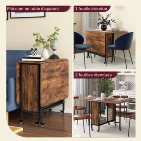 Mesa de cozinha dobrável e extensível para sala de jantar 130 x 80 x 74 cm (CADEIRAS NÃO INCLUIDAS), com Rodas, para até 6 pessoas, prateleira integra