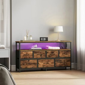 Cómoda com gavetas e  iluminação LED 30 x 113,8 x 68,1 cm castanho-preto