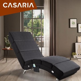 Espreguiçadeira London em tecido cinzento com função de massagem e aquecimento 186x55x89 cm Antracite