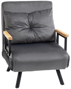 Poltrona Convertível em Cama Poltrona 3 em 1 Convertível em Cama com Encosto Ajustável em 5 Níveis 63x73x81 cm Cinza