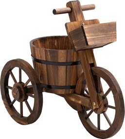 Outsunny Suporte de Plantas em Triciclo Estante de Vasos de Flores Jardineira 52x31x45 cm Madeira de Pinho | Aosom Portugal