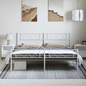 Estrutura de cama com cabeceira e pés 183x213 cm metal branco