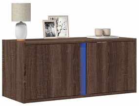 vidaXL Móvel de parede p/ TV c/ luzes LED 80x31x35cm carvalho castanho