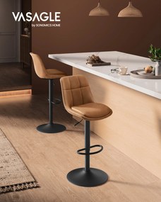 Conjunto de 2 banquetas de bar ajustáveis com encosto. | VASAGLE | 48 x 44 x 112 cm | LJB095K01.
