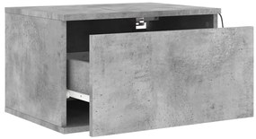 Mesas de cabeceira de parede c/ luzes LED 2pcs cinzento cimento