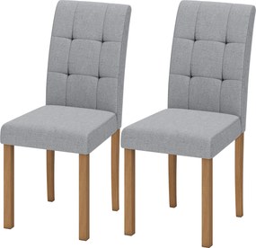 Conjunto de 2 cadeiras de sala de jantar (MESA NÃO INCLUIDA), cadeira de cozinha moderna com assento estofado em tecido com efeito de linho, cinzento