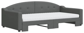 Sofá-cama c/ gavetão/colchões 100x200cm tecido cinzento-escuro