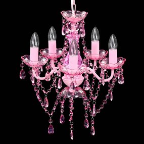 Lustre rosa com 5 bulbos