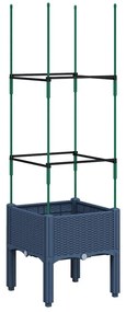 Vaso/floreira de jardim c/ treliça 40x40x142,5 cm PP cinzento azul