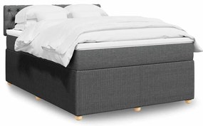 vidaXL Cama com molas/colchão 140x190 cm tecido cinzento-escuro