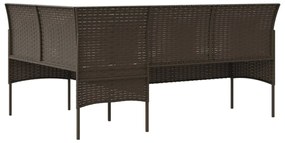 5 pcs conjunto sofás formato L c/ almofadões vime PE castanho