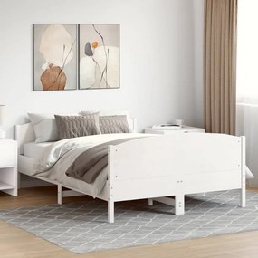 Cama sem colchão 140x190 cm madeira de pinho maciça branco