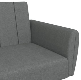 Sofá-cama de 2 lugares c/ apoio de pés tecido cinzento-escuro