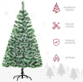 HOMCOM Árvore de Natal Artificial 150cm com 416 Ramos e Suporte de Met