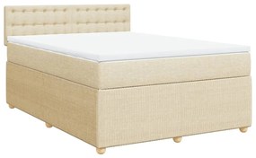 Cama com molas/colchão 160x200 cm tecido cor creme