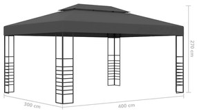 Gazebo com cordões de luzes LED 3x4 m antracite