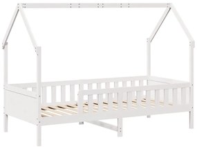 Cama infantil formato de casa 90x190 cm pinho maciço branco