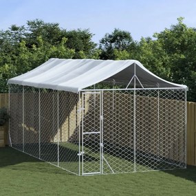 vidaXL Canil de exterior com teto 3x6x2,5 m aço galvanizado prateado