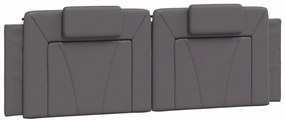 Estrutura cama c/ cabeceira couro artificial 160x200cm cinzento