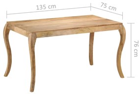 Mesa de jantar 135x75x76 cm madeira de mangueira maciça