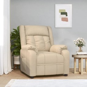 vidaXL Poltrona reclinável tecido cor creme
