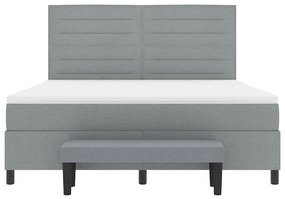 Cama Box Spring com Colchão e Banco Cinza Claro 180x200 cm Tecido