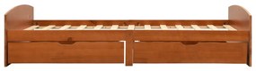 Estrutura cama c/ 2 gavetas 90x200 cm pinho maciço castanho mel