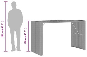 Mesa de bar para jardim com tampo em acácia vime PE preto