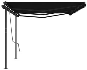 Toldo retrátil automático com postes 6x3,5 m antracite