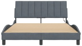 Estrutura de cama c/ luzes LED 140x200cm veludo cinzento-escuro