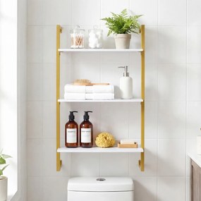 Prateleira suspensa 53 x 23 x 90 cm de 3 níveis para parede, pronta a montar, para cozinha, balcão de café, arrumação suspensa para sala, escritório e