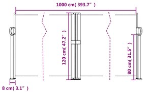 Toldo lateral retrátil 120x1000 cm antracite