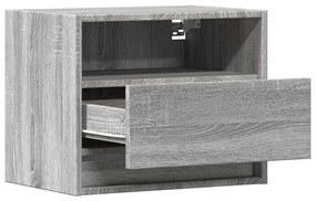 Mesa de cabeceira de parede com luzes LED cinzento sonoma