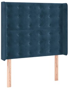 Cama box spring c/ colchão/LED 90x190 cm veludo azul-escuro