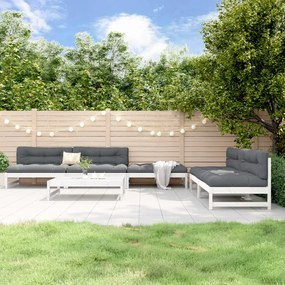 vidaXL 6 pcs conjunto lounge de jardim pinho maciço branco