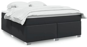 vidaXL Cama com molas/colchão 180x200 cm couro artificial preto