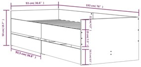 Estrutura de cama com gavetas 90x190 cm carvalho fumado