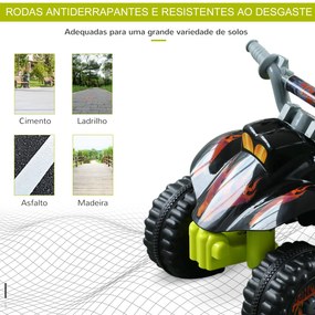 HOMCOM Quadriciclo Bateria 6V Mota Elétrica para Crianças acima de 18 Meses Velocidade 2,5km/h Carga Máx 20kg Sons Luzes e Carregador Incluido 66x43x43 Preto e Amarelo